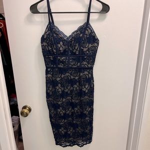 B. Darlin navy blue and nude lace dress